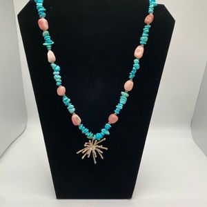 Turquoise and silver necklace (24 inch)